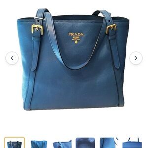 PRADA COBALT BLUE VITELLO PHENIX TOTE HANDBAG PURSE NWOT NEVER USED